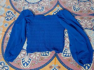 Royal Blue Ruched Long Sleeve Top