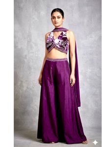 plazzo set with crop top and dupatta