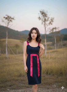 Elegant Navy Striped Dress