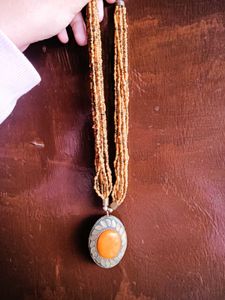 Beaded Orange Statement Necklace