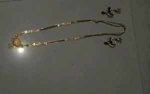 Gold Plated Mangalsutra And Earrings