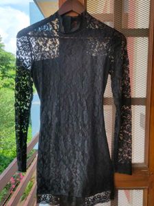 Backless Black Lace Mini Bodycon Dress
