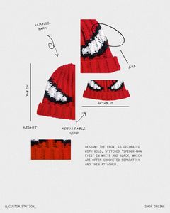 Handmade crochet Spider-Man Beanie - Red