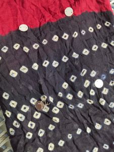 Red &amp; Black Mirror Work Dupatta