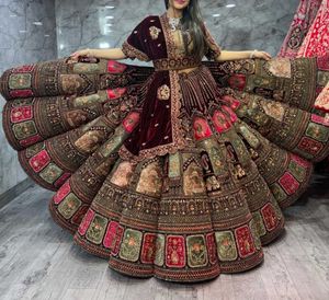 Embroidered Velvet Lehenga Choli
