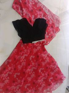 Women's Floral Print Lehenga Choli Set