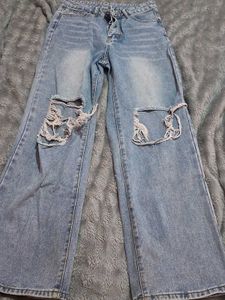 URBANIC Trendy Ripped Wide Leg Jeans