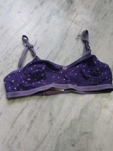 Purple Star Print Bra