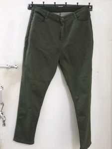 Olive Green Colour Denim Jeans