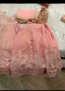 Stunning Pink Embroidered sarara set