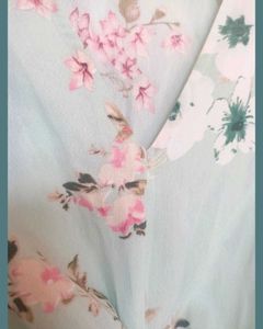 Floral Light Mint blue Tie-Front Crop Top