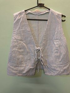 Light Blue Gingham Vest