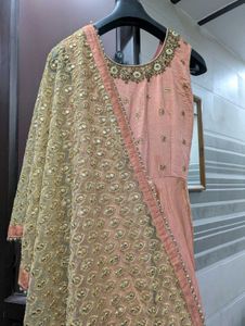 Elegant Peach & Gold Ethnic Gown