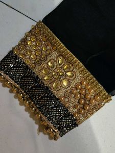 Elegant Gold &amp; Black Embellished full sleeve Blous