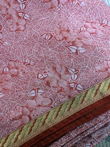Red And White Printed Saree