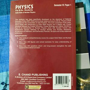 Physics Semester VI Books For B.Sc. Students