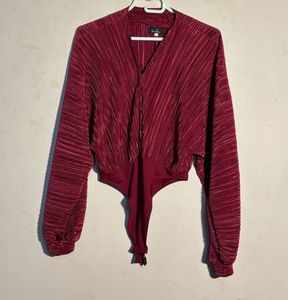 Burgundy Long Sleeve Bodysuit