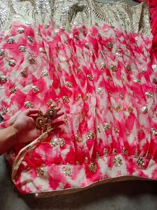 Beautiful Off White And Coral Lahenga Choli