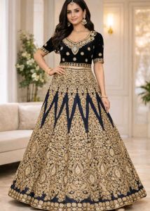 Elegant Blue & Gold gown