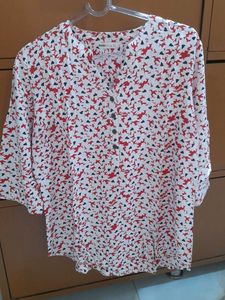 Red & Blue Floral Print Tunic Top