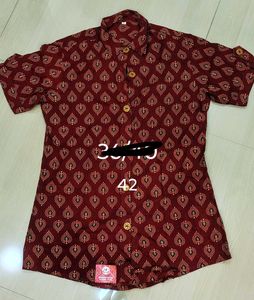New women's Printed Short Sleeve cotton Shirt