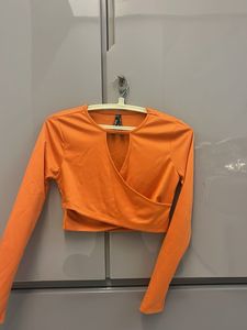 Bright Orange Cut-Out Crop Top