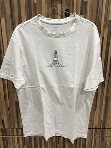 Zudio White T-Shirt with Lighthouse Graphic