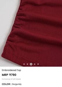 Embroidered Burgundy V-Neck Top