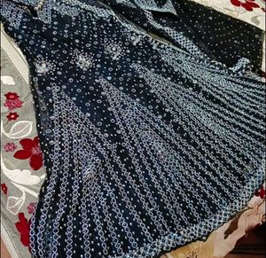 black semi fish cut lehenga