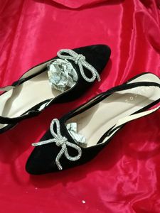 Black Velvet Bow Heels
