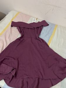 Elegant Off-Shoulder Purple Dress