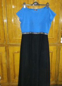 Blue & Black Maxi Dress with Sparkle Waist