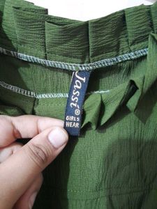 Olive Green Ruffle Sleeve Top
