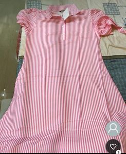 Pink Striped Button-Up Dress