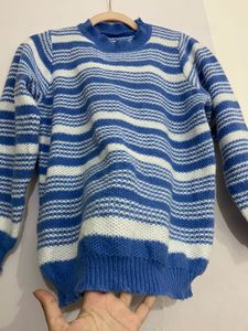 Imported Striped Knitted Blue &amp; White Pullover