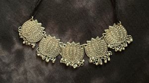 Oxidised Lotus Necklace