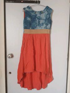 Stylish Blue Tie-Dye Orange Dress