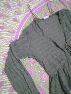 Chic Olive Green Peplum Top