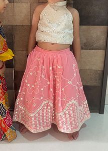 Kids white n pink embroidered Lehenga Choli Set