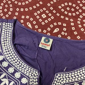 Purple Embroidered Kurta with pant