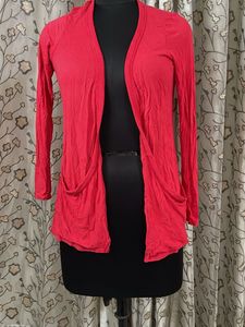 Stylish Red Open Front Cardigan