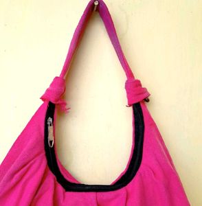 Bright Pink Hobo Bag with Embellishment
