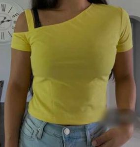 Bright Yellow Cold Shoulder Top