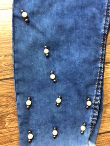 Pearl Studded Denim Dungree