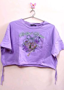 Zudio Lilac Side-Tie Crop Top (Size S) ✨