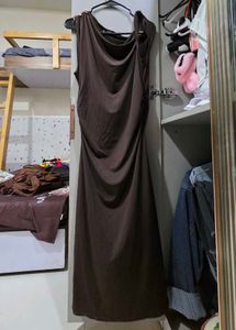 Chic Brown Ruched Dress