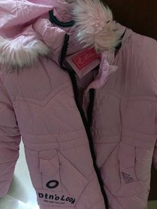 Pink Puffer Jacket with Fur Hood