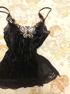Velvet Butterfly Fur and Sequin Detail Top