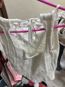 White Cable Knit Sweater Vest
