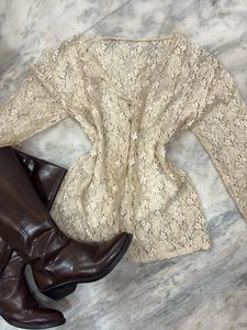 vintage lace button up top